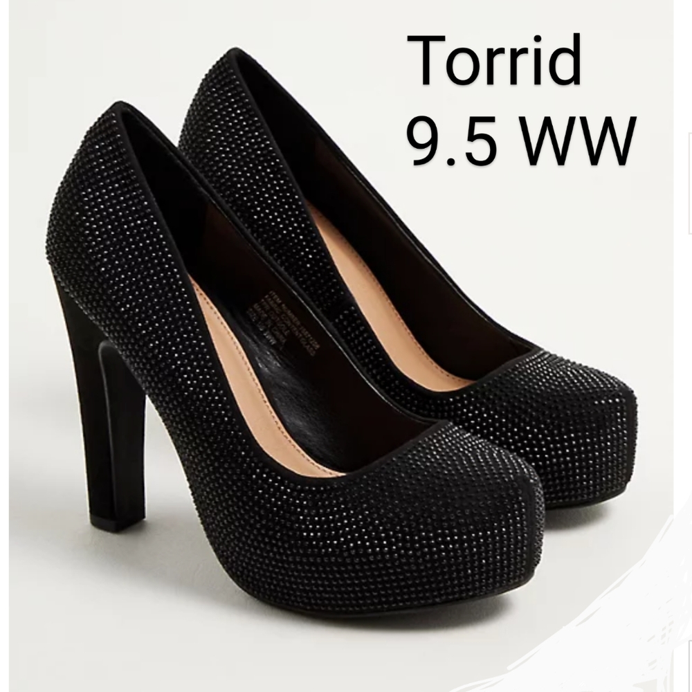 Torrid Pumps Black w Rhinestones size 9.5 Wide Width